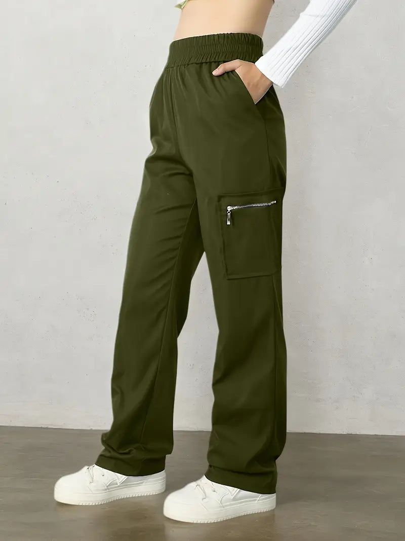 Women's Comfortable Cargo Pants with Elastic Waistband