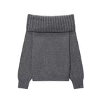 Women's Elegant Knit Sweater with Dropped Shoulders