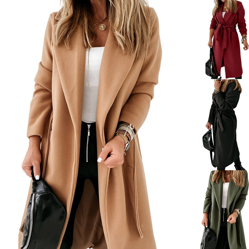 Women's Elegant and Cozy Coat with Belt and Pockets
