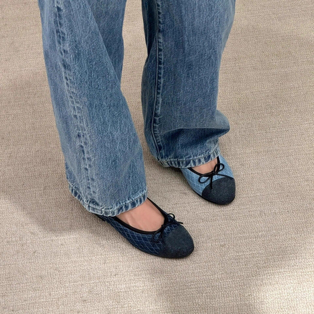 Women's Ballet Flats with Contrast Design and Soft Footbed