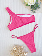 Women's Asymmetrical Bikini with Trendy Buckles