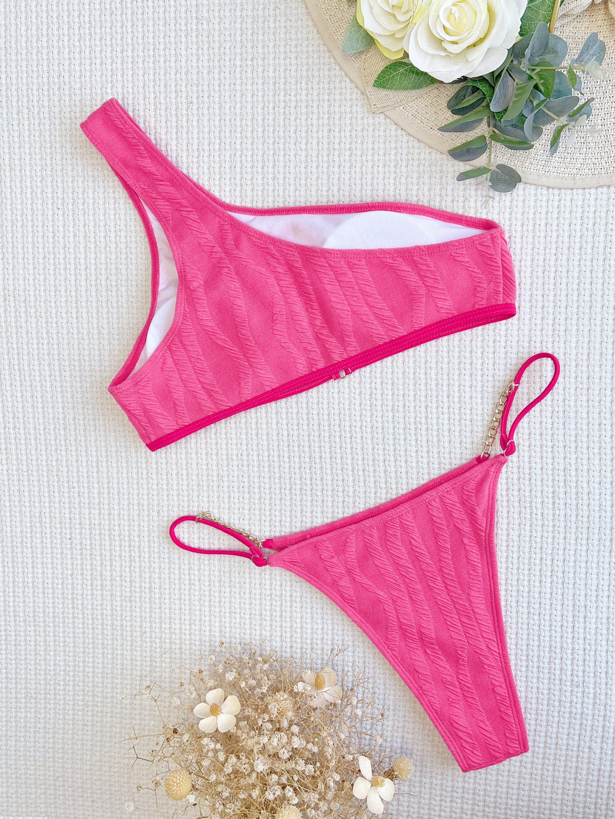 Women's Asymmetrical Bikini with Trendy Buckles