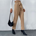 Women's Elegant High-Waist Trousers with Tie Belt