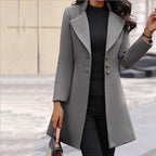 Women's Elegant Coat with Classic Cut and Decorative Buttons