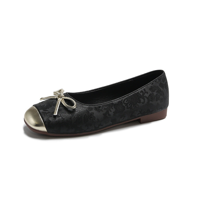 Women's Bow Design Ballet Flats with Metal Clasp
