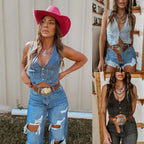 Women's Vintage-Style Denim Vest