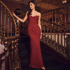 Women's Elegant Floor-Length Evening Dress with Ruffled Elements