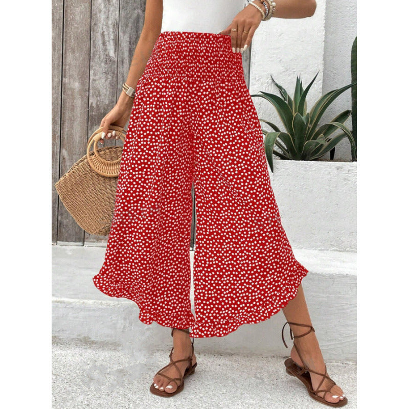 Women's Wide-Leg Lounge Pants with Polka-Dot Pattern