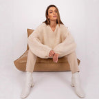 Women's Cozy Oversized Knit Sweater with Voluminous Sleeves