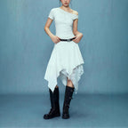 Women's Asymmetrical Lace Skirt with Ruching
