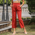 Women's Elegant High-Waisted Trousers with Side Pockets