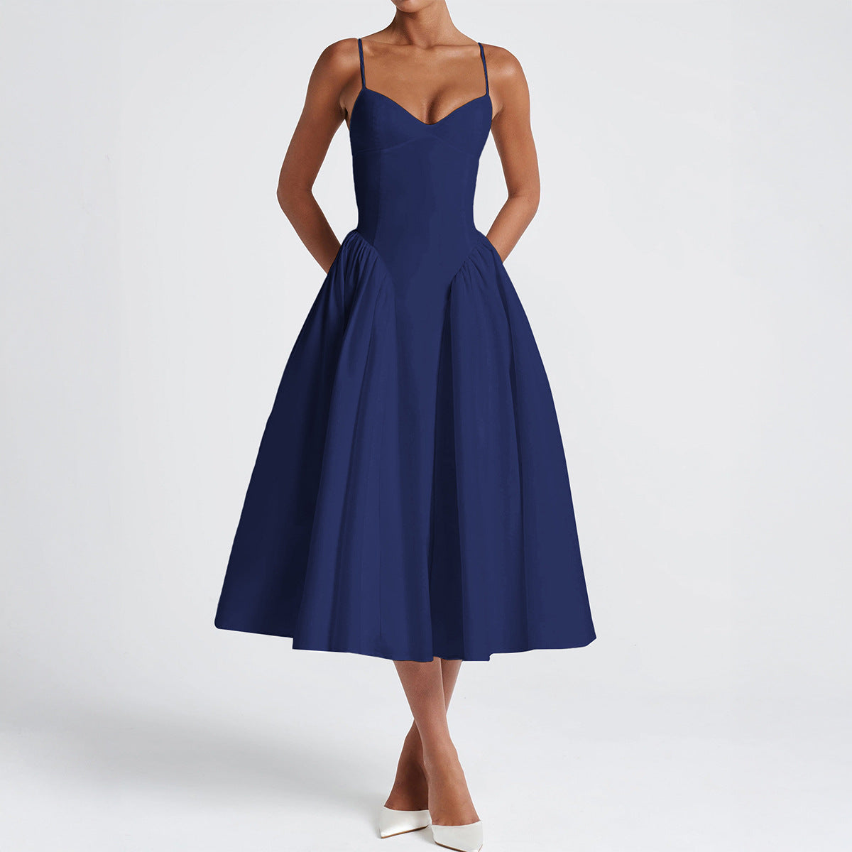 Women's A-Line Evening Dress with Adjustable Spaghetti Straps