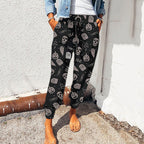 Women's Elegant Casual Trousers with Elastic Waist and Animal Print