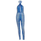 Women's Bodycon Jumpsuit with Deep V-Neck and Exclusive Pattern