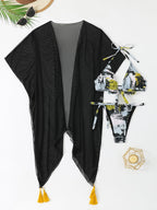 Women's Cover-Up and Bikini Set with Trendy Tassels