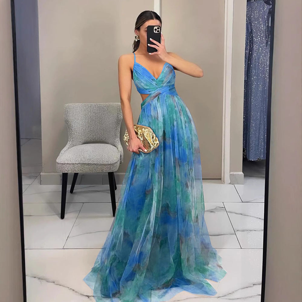Women's Evening Dress with Flowy Chiffon and Wrap Look