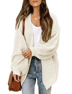 Women's Coarsely Knitted Cardigan with Dropped Shoulders