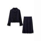 Women's Midi Skirt with Frayed Hem and Textured Design