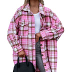 Women's Plaid Shirt Coat in Soft Cotton Blend