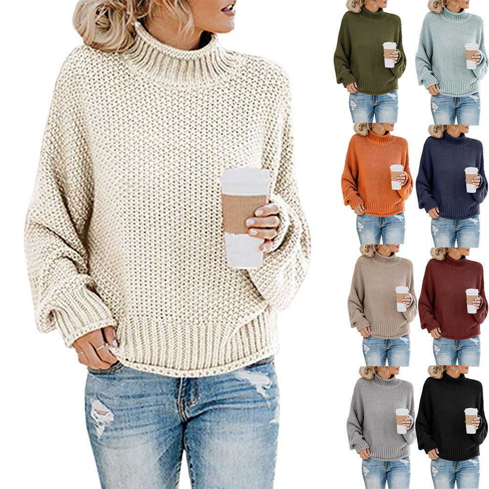 Women's Cozy High-Neck Sweater with Textured Knit