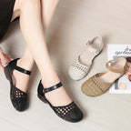 Women's Ballet Flats with Braided Pattern and Adjustable Strap