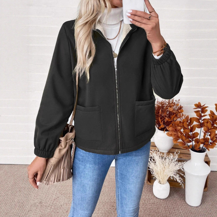 Women's Casual Quilted Jacket with High Collar