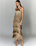Elegant Fringe Maxi Dress with Shimmering Detail