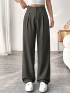 Elegant Wide-Leg Pleated Trousers