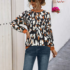 Women's Casual Sweater with Modern Leopard Print