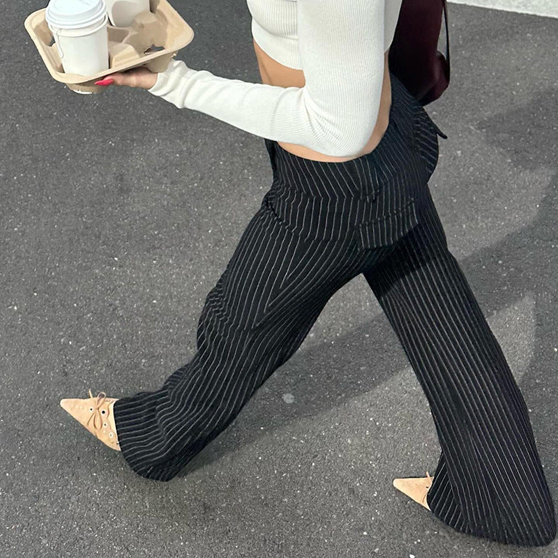 Women's Elegant Flared Pants with Vertical Stripes