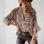 Women's Animal Print Blouse with Gathered Details