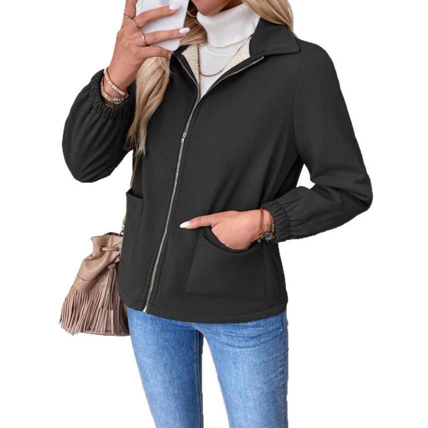 Women's Casual Quilted Jacket with High Collar