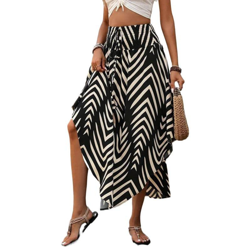 Women's Maxi Skirt with Elegant Paisley Pattern and Elastic Waistband