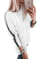 Elegant Women's Knit Sweater with Modern Stripe Pattern and Casual Cut