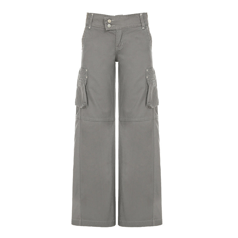 Women's Wide-Leg Cargo Pants with Side Pockets