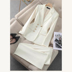 Women's Elegant Business Suit Set with Decorative Button Details