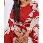 Casual Two-Piece Set with Wide-Leg Pants and Cropped Top