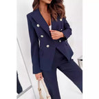 Women's Elegant Blazer Suit with Gold Button Details