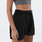 Women's Casual Pants with Elastic Waist and Side Tie Belt
