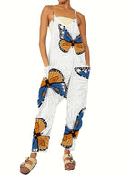 Women's Jumpsuit with Eye-Catching Butterfly Design and Practical Pockets