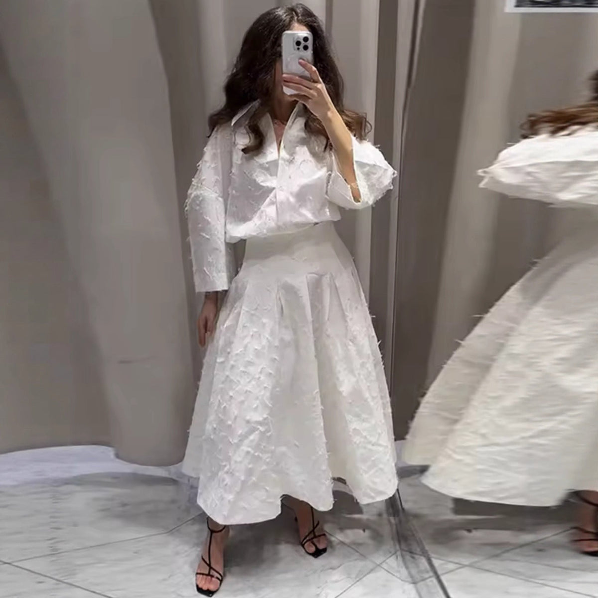 Women's Maxi Skirt with Floral Lace Pattern