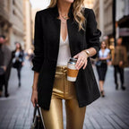 Women's Elegant Blazer with Honeycomb Texture and Tailored Cut