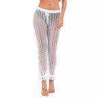 Crochet Knit Pants with Frayed Hems