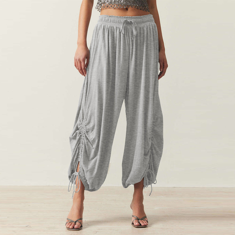 Comfortable Harem Pants with Ruffle Details