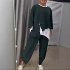 Women's Casual Two-Piece Set with Asymmetric Cut