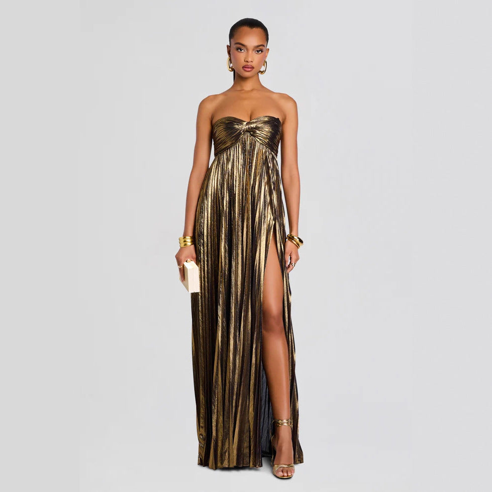 Women's Evening Dress with Off-Shoulder Design and Slit