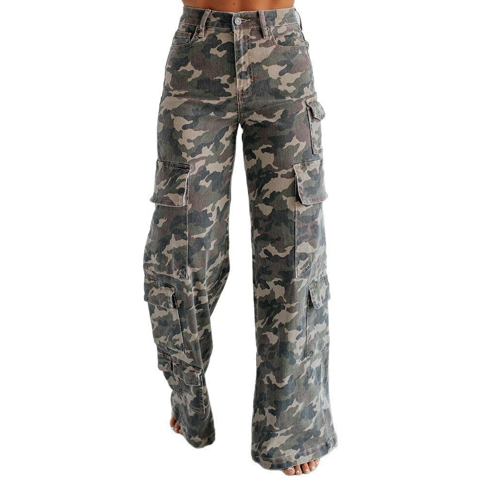 Women's Wide-Leg Cargo Pants with Pockets