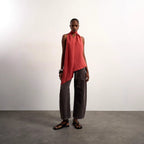 Women's Asymmetrical Wrap Top with Elegant Scarf