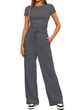 Women's Comfortable Leisure Set with Elastic Waist and Cozy Top