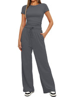 Women's Comfortable Leisure Set with Elastic Waist and Cozy Top